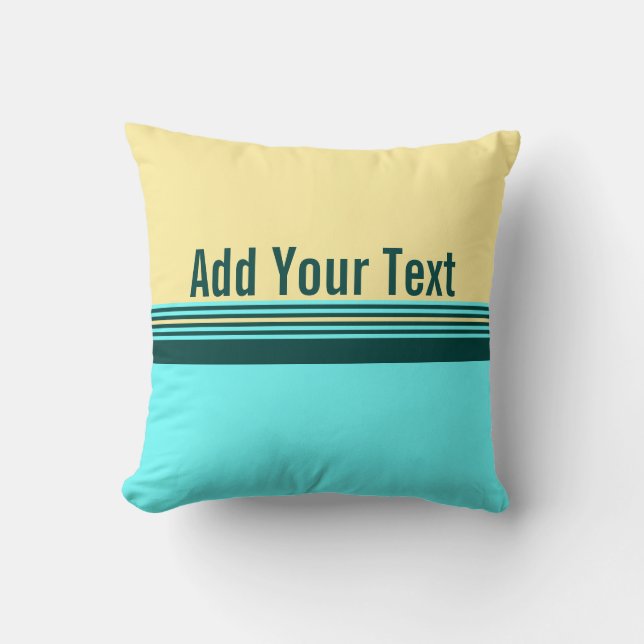 Custom Dark Green Yellow Blue Stripes Cushion (Front)