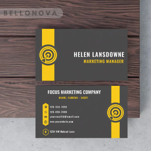 Custom Dark Grey Black Yellow Marketing Profession Business Card