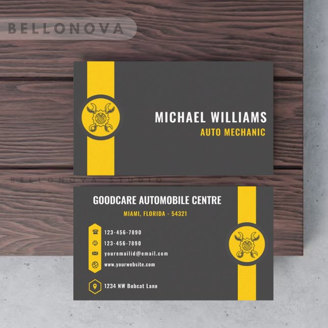 Custom Dark Grey Black Yellow Transportation Business Card (Custom Dark Grey Black Yellow Transportation Business Card)