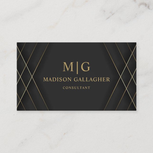 Custom Dark Grey Brown Black And Gold Professional Business Card (Front)