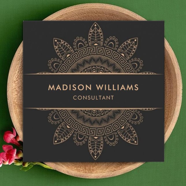 Custom Dark Grey Brown Pink Peach Professional Square Business Card (Custom Dark Grey Brown Pink Peach Professional Square Business Card)