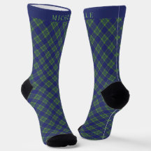 Custom Dark Navy Blue Green Chequered Pattern