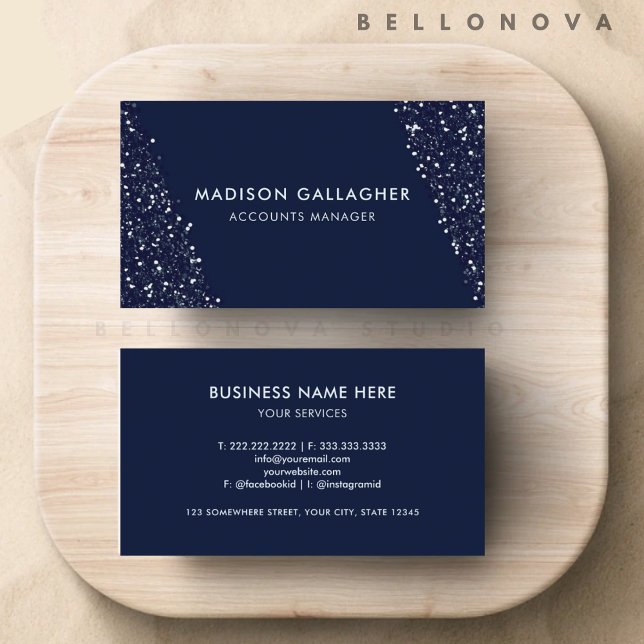 Custom Dark Navy Blue White Professional Business Card (Custom Dark Navy Blue White Professional Business Card)