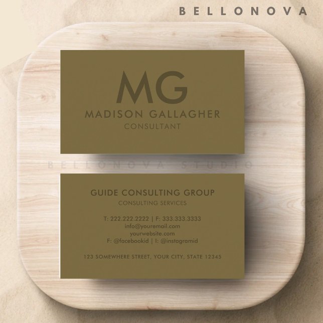 Custom Dark Olive Green Brown Professional Business Card (Custom Dark Olive Green Brown Professional Business Card)