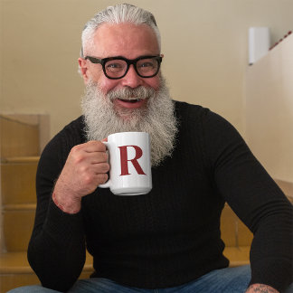 Custom Dark Red Letter Personalised Mono Initial Coffee Mug