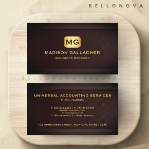 Custom Dark Red Maroon Gold Finance Professional Business Card