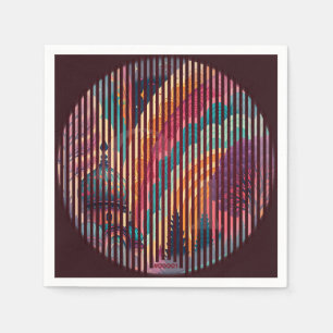Custom Dark Round Art Cocktail Paper Napkins