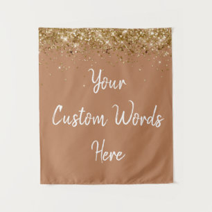 Custom Dark Tan & Gold Birthday Party Photo Booth Tapestry