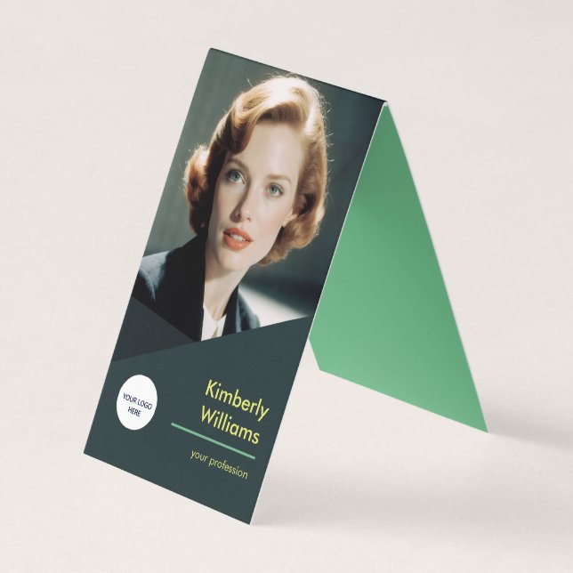 Custom Dark Teal Folded Business Card (Front)