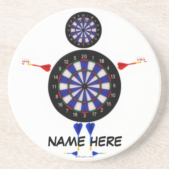 Custom Dart Board Man Fun Coaster (Front)
