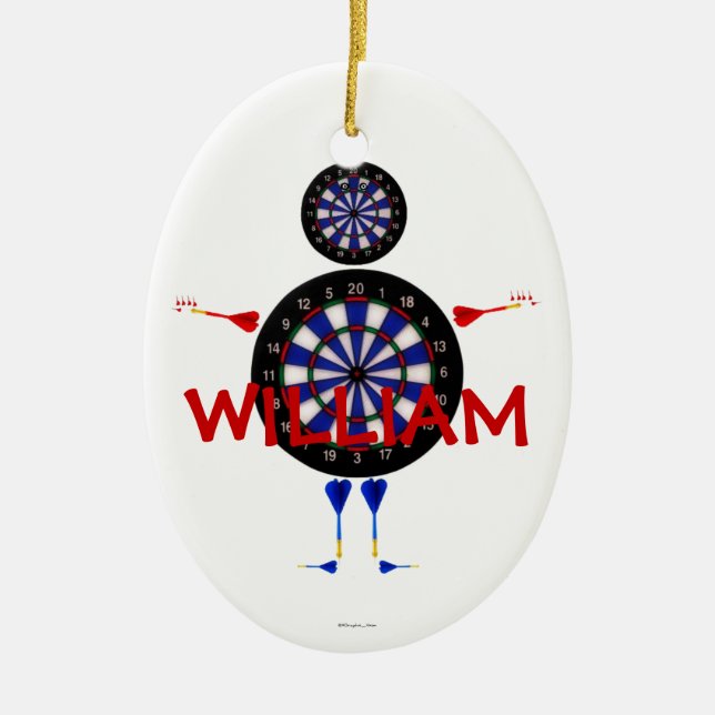 Custom Darts Cartoon Ceramic Tree Decoration (Front)