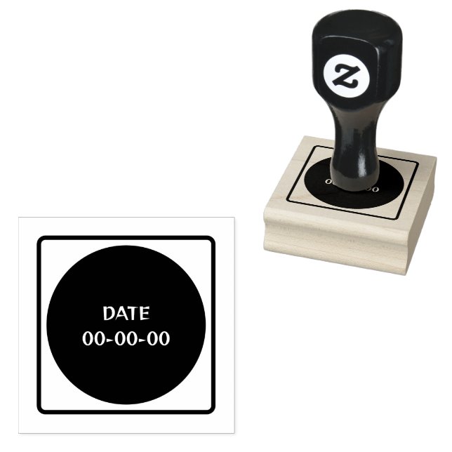 Custom DATE 00-00-00 Text Printed Jet Black Colour Rubber Stamp (Stamped)