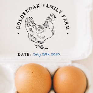 Custom Date Chicken Eggs Personalised Egg Farm Rubber Stamp