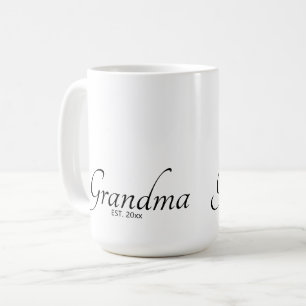 Custom Date Established Grandma Black Script Coffee Mug