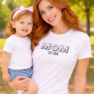 Custom Date Established Mum Black Script T-Shirt