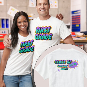 Custom Date First Grade Sign My Shirt Memento