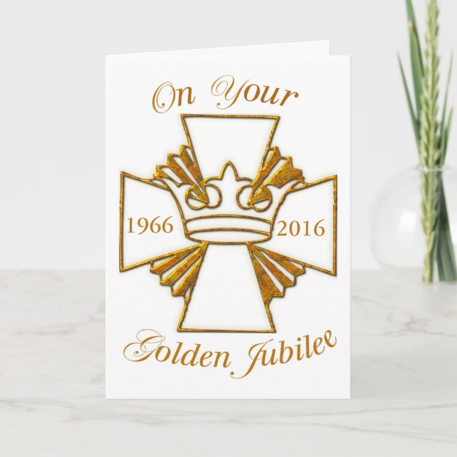 Custom Date Golden Jubilee Congratulations, Gold C Card (Front)
