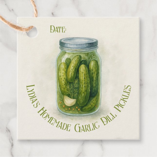 Custom Date Homemade Garlic Dill Pickles Tag (Front)