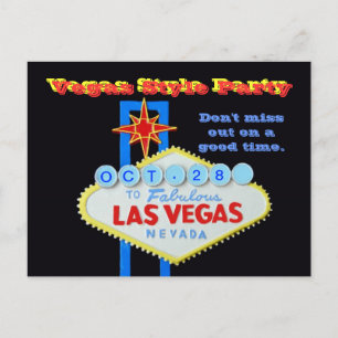 Custom Date Vegas Style Party Invitation Postcard