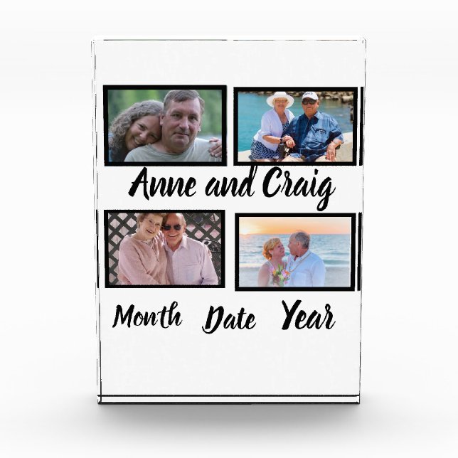 Custom Date Wedding Anniversary 4 Photo Collage  (Front)
