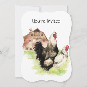 Custom Dated Birthday Party  Chicken farm Invitation
