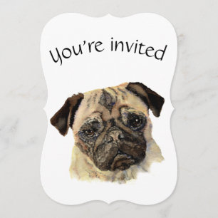 Custom Dated Birthday Party Cute Pug Dog Pet Invitation
