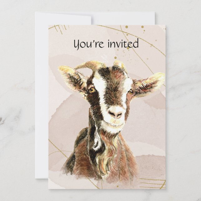Custom Dated Birthday Party Goat Farm Animal Invitation (Front)