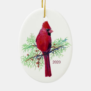 Custom Dated Cardinal Christmas Ornament
