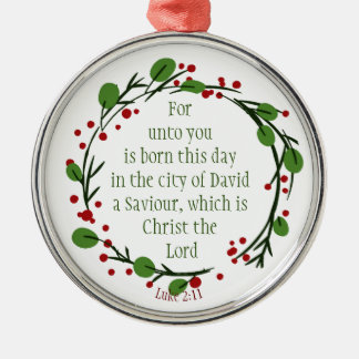 Custom Dated Christian Christmas Scripture Wreath Metal Ornament