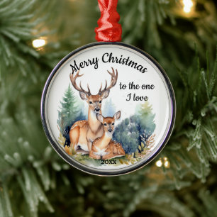 Custom Dated Christmas Deer One I Love Metal Ornament