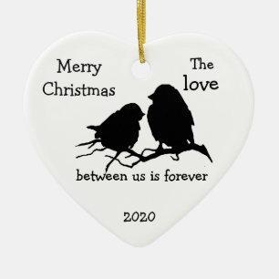 Custom Dated Christmas Love Between us Quote Ceramic Ornament