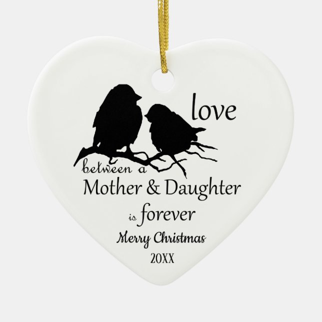 Custom Dated Christmas Mother Daughter quote Ceramic Ornament (Front)