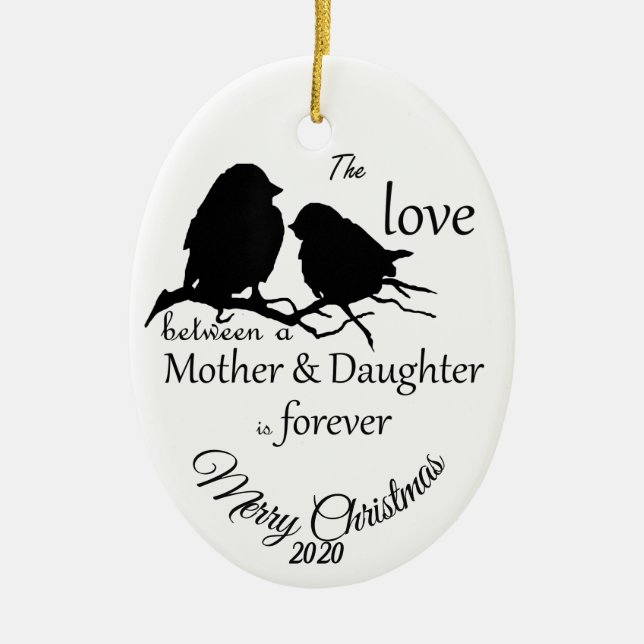 Custom Dated Christmas Mother Daughter quote Ceramic Tree Decoration (Front)