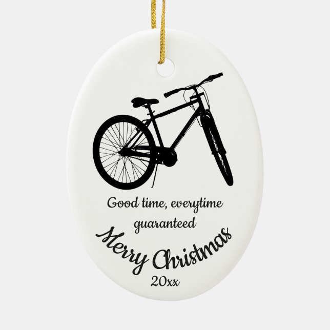 Custom Dated Christmas Mountain Biking Quote Ceram Ceramic Ornament (Back)