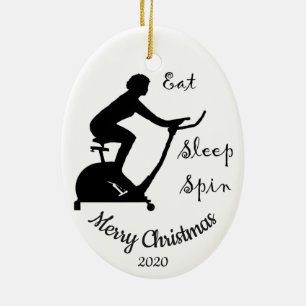 Custom Dated Christmas Spinning class, cycle Ceramic Tree Decoration
