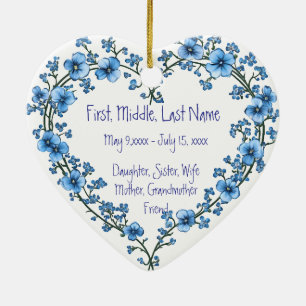 Custom Dated Name Photo Watercolor Flower Ceramic Ornament