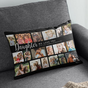 Custom Daughter 18 Photo Collage Lumbar Cushion