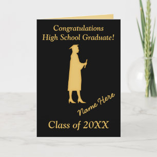 Custom Daughter Graduation Cards, Black and Gold Card