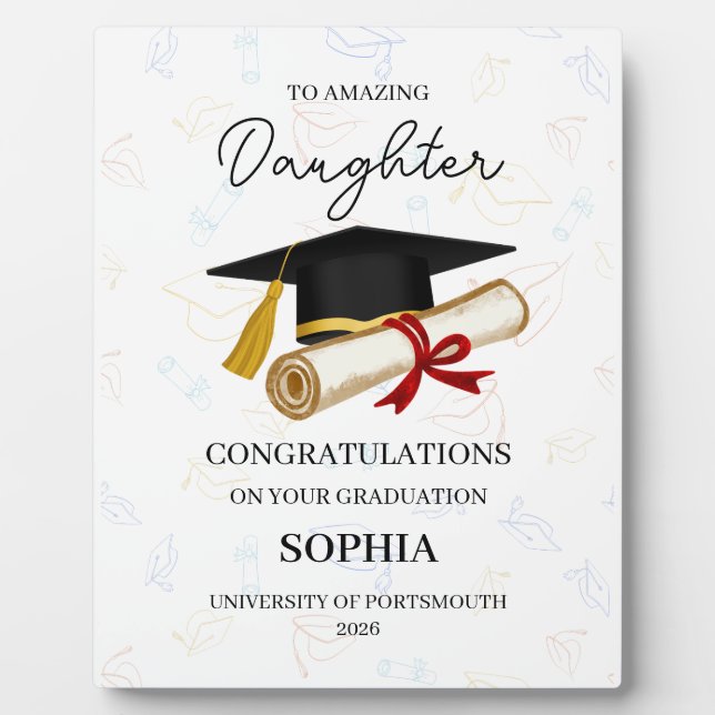 Custom Daughter Graduation Keepsake Name Year Plaque (Front)