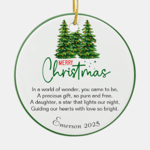 Custom Daughter Poem Christmas Ceramic Ornament