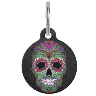 Custom Day of the Dead Sugar Skull Dog Pet Tag