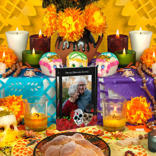 Custom Dearly Departed Day of the Dead Red Roses Photo Block