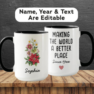 Custom December Birth Flower - Personalised Name Mug