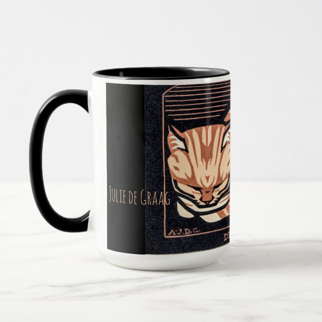 Custom December Cat - Julie de Graag Name Mug (Left)
