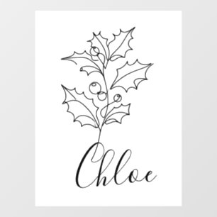 Custom December Holly Birth Flower Gift