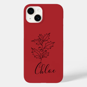 Custom December Holly Birth Flower Gift Case-Mate iPhone 14 Case