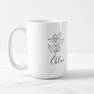 Custom December Holly Birth Flower Gift Coffee Mug