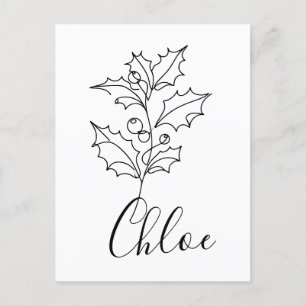 Custom December Holly Birth Flower Gift Postcard