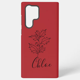 Custom December Holly Birth Flower Gift Samsung Galaxy Case