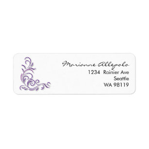 Custom decorative scroll return address return address label